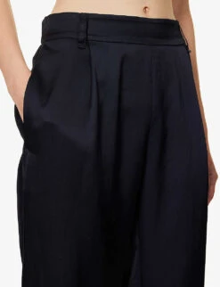 Vince Regular-fit Straight Wide-leg High-rise Cotton-silk Trousers 9 Vince Regular-fit Straight Wide-leg High-rise Cotton-silk Trousers -Reis Clothing Shop R04154636 COASTAL ALT04