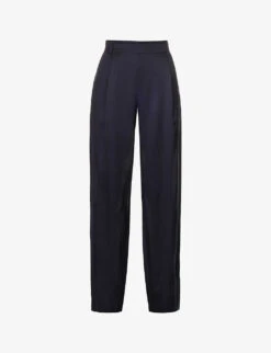 Vince Regular-fit Straight Wide-leg High-rise Cotton-silk Trousers