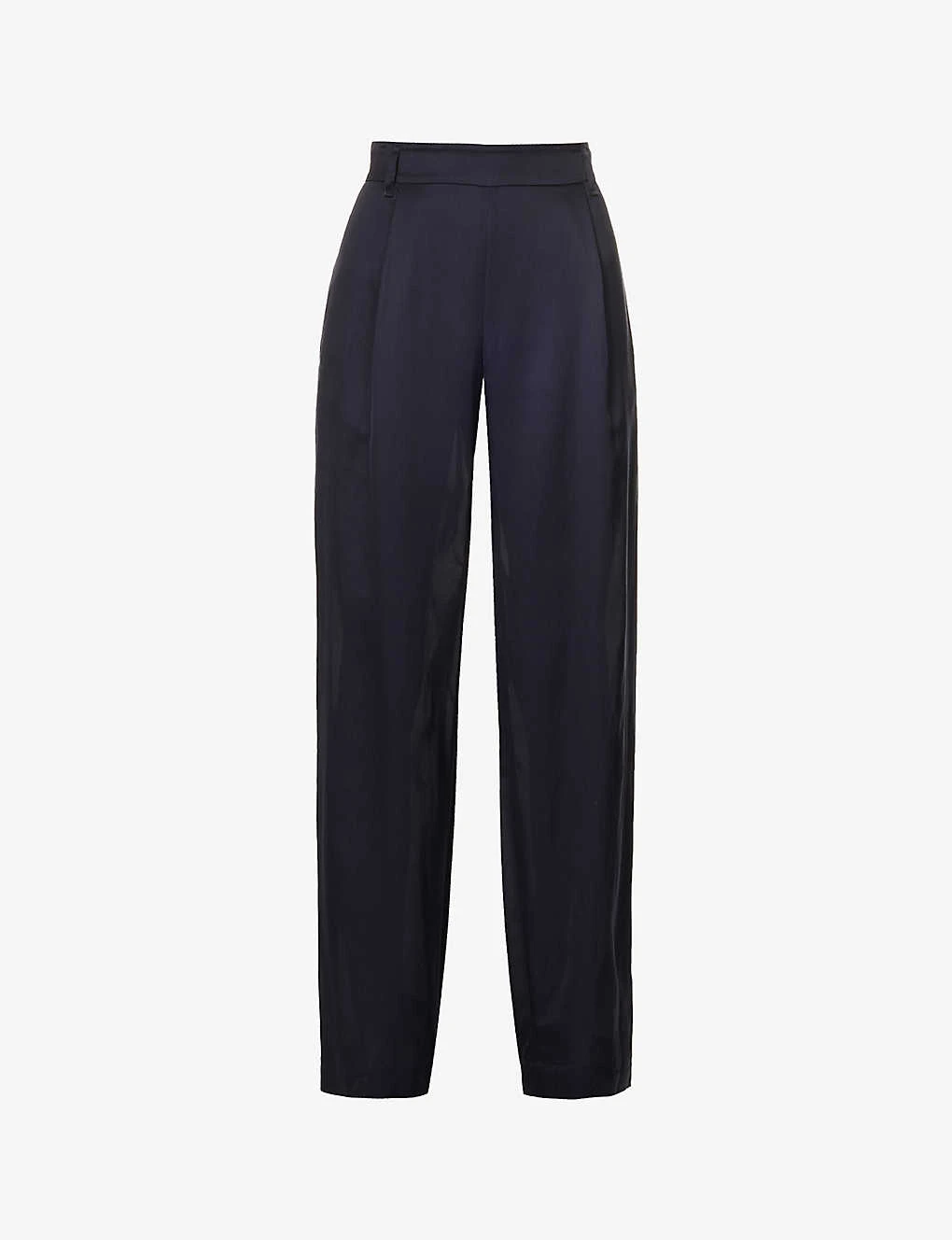 Vince Regular-fit Straight Wide-leg High-rise Cotton-silk Trousers 1 Vince Regular-fit Straight Wide-leg High-rise Cotton-silk Trousers