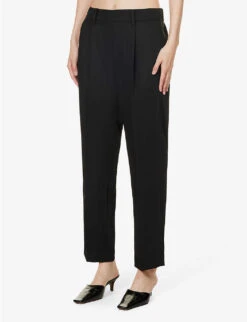 Vince Regular-fit Tapered-leg Mid-rise Satin Trousers -Reis Clothing Shop R04154638 BLACK ALT02