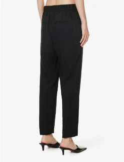 Vince Regular-fit Tapered-leg Mid-rise Satin Trousers -Reis Clothing Shop R04154638 BLACK ALT03
