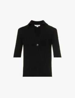 Vince V-neck Cotton-blend Knitted Polo Shirt