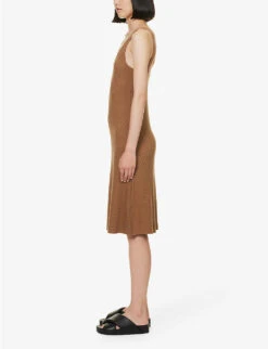 Vince V-neck Ribbed Stretch-knit Midi Dress -Reis Clothing Shop R04154653 NILE ALT02