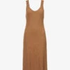 Vince V-neck Ribbed Stretch-knit Midi Dress