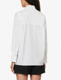 Vince Relaxed-fit Standing-collar Cotton Shirt -Reis Clothing Shop R04154660 OPTICWHITE ALT03