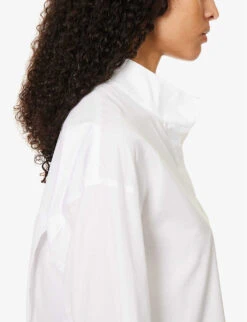 Vince Relaxed-fit Standing-collar Cotton Shirt -Reis Clothing Shop R04154660 OPTICWHITE ALT05