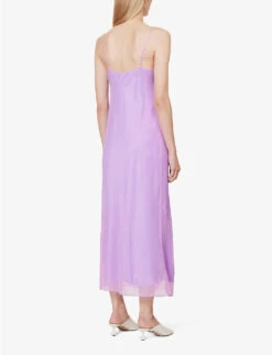 Vince Cowl-neck Crinkled Silk Midi Dress -Reis Clothing Shop R04154665 VERBENASUGARPLUM ALT03