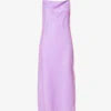Vince Cowl-neck Crinkled Silk Midi Dress