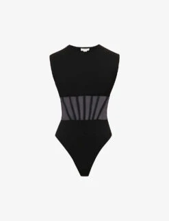 Alexander McQueen Hybrid Semi-sheer Corseted Stretch-woven Body