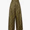 Max Mara Moxa Monogram-print High-rise Wide-leg Cropped Silk Trousers