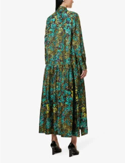 Max Mara Calate Graphic-print Relaxed-fit Silk Maxi Dress -Reis Clothing Shop R04156235 OLIVEGREEN ALT03
