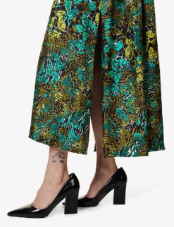 Max Mara Calate Graphic-print Relaxed-fit Silk Maxi Dress -Reis Clothing Shop R04156235 OLIVEGREEN ALT04