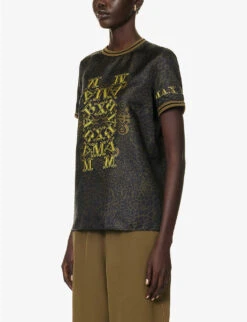 Max Mara Raid Brand-print Relaxed-fit Silk T-shirt -Reis Clothing Shop R04156239 BLACK ALT02