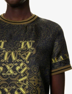 Max Mara Raid Brand-print Relaxed-fit Silk T-shirt -Reis Clothing Shop R04156239 BLACK ALT04