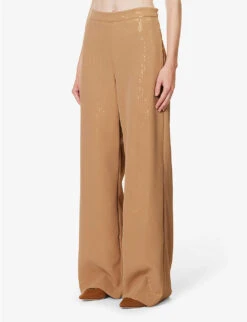 Max Mara Stelvio Sequin-embellished Mid-rise Wide-leg Woven Trousers 7 Max Mara Stelvio Sequin-embellished Mid-rise Wide-leg Woven Trousers -Reis Clothing Shop R04156260 CAMEL ALT02