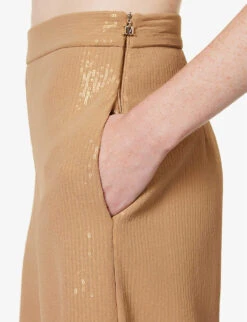 Max Mara Stelvio Sequin-embellished Mid-rise Wide-leg Woven Trousers 9 Max Mara Stelvio Sequin-embellished Mid-rise Wide-leg Woven Trousers -Reis Clothing Shop R04156260 CAMEL ALT04