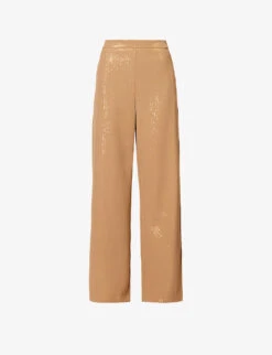 Max Mara Stelvio Sequin-embellished Mid-rise Wide-leg Woven Trousers