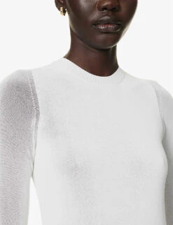 Max Mara Bruna Round-neck Woven-blend Jumper -Reis Clothing Shop R04156268 PLATINUM ALT04