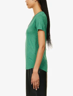 Ikks Metallic-embellished V-neck Woven Top -Reis Clothing Shop R04156328 LIGHTGREEN ALT02