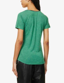 Ikks Metallic-embellished V-neck Woven Top -Reis Clothing Shop R04156328 LIGHTGREEN ALT03