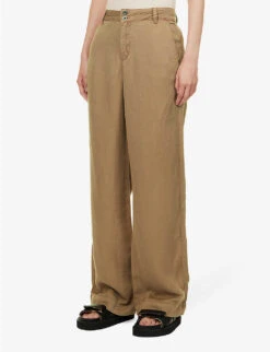 Harper Straight-leg Mid-rise Linen-blend Trousers -Reis Clothing Shop R04156423 MOCHACHOCOLATE ALT02