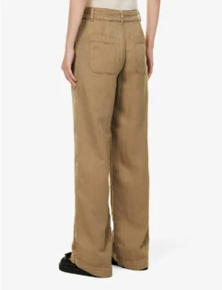Harper Straight-leg Mid-rise Linen-blend Trousers -Reis Clothing Shop R04156423 MOCHACHOCOLATE ALT03
