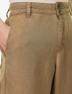 Harper Straight-leg Mid-rise Linen-blend Trousers -Reis Clothing Shop R04156423 MOCHACHOCOLATE ALT04