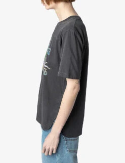 Zadig & Voltaire Bow Graphic-print Cotton T-shirt -Reis Clothing Shop R04156820 CARBONE ALT02