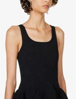 Pottery Flared-hem Recycled-polyester Knitted Midi Dress -Reis Clothing Shop R04157893 BLACK ALT05