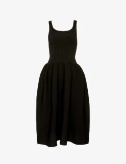 Pottery Flared-hem Recycled-polyester Knitted Midi Dress