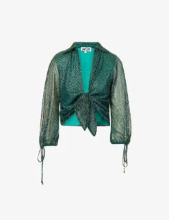 Metallic Plisse Woven Blouse