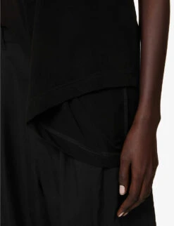 Asymmetric-hem Relaxed-fit Woven Top -Reis Clothing Shop R04158036 BLACK ALT04