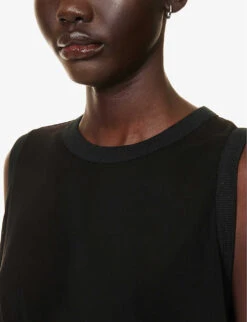 Asymmetric-hem Relaxed-fit Woven Top -Reis Clothing Shop R04158036 BLACK ALT05