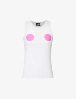 Circle-print Sleeveless Stretch-cotton Top