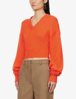 Sportmax Pomez Cropped Wool Jumper -Reis Clothing Shop R04158865 ORANGE ALT02