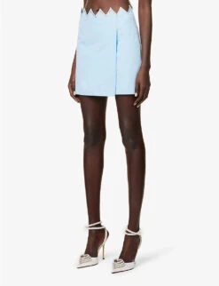 Heart Crystal-embellished Cotton Mini Skirt -Reis Clothing Shop R04158915 BLUE ALT02