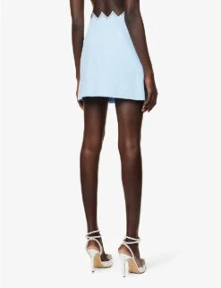 Heart Crystal-embellished Cotton Mini Skirt -Reis Clothing Shop R04158915 BLUE ALT03