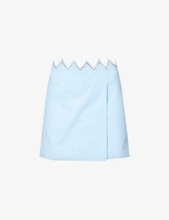 Heart Crystal-embellished Cotton Mini Skirt