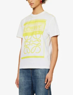 Loewe Anagram Graphic-print Regular-fit Cotton-jersey T-shirt -Reis Clothing Shop R04159264 WHITEYELLOW ALT02