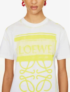 Loewe Anagram Graphic-print Regular-fit Cotton-jersey T-shirt -Reis Clothing Shop R04159264 WHITEYELLOW ALT04