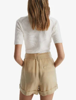 Reiss Devin V-neck Open-collar Linen Top -Reis Clothing Shop R04159566 IVORY ALT03