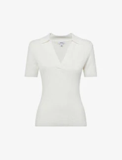 Reiss Devin V-neck Open-collar Linen Top