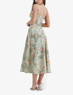 Sabrina Floral-print Cotton-blend Midi Dress -Reis Clothing Shop R04159571 LIGHTJADE ALT03