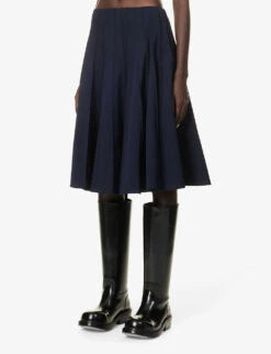 Bottega Veneta Plisse Pleated Wool Midi Skirt -Reis Clothing Shop R04159954 NAVY ALT02