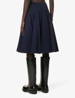 Bottega Veneta Plisse Pleated Wool Midi Skirt -Reis Clothing Shop R04159954 NAVY ALT03