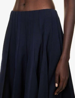 Bottega Veneta Plisse Pleated Wool Midi Skirt -Reis Clothing Shop R04159954 NAVY ALT04