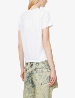 ALEXANDER WANG Shrunken Graphic-print Cotton-jersey T-shirt -Reis Clothing Shop R04160683 BRIGHTWHITE ALT03