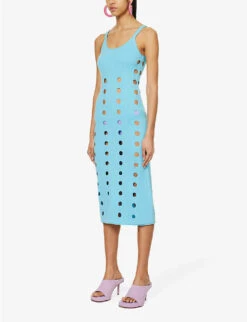 Canopy Cut-out Cotton-knitted Midi Dress -Reis Clothing Shop R04161060 LIDOBLUE ALT02