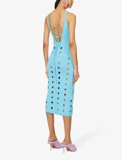 Canopy Cut-out Cotton-knitted Midi Dress -Reis Clothing Shop R04161060 LIDOBLUE ALT03