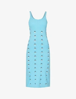 Canopy Cut-out Cotton-knitted Midi Dress